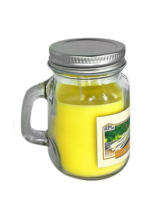Citronella Candle Glass Jar with Lid 8.5x6cm 210g Gross/90g Net Homie 57501