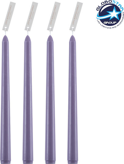 GloboStar Scented Candle Taper with Scent Lemon and Lavender Purple 25cm 4pcs