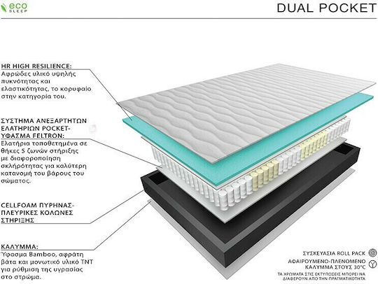 Eco Sleep Dual Pocket Memory Single Anatomic Saltea Spumă / Spumă de memorie 100x200x26cm