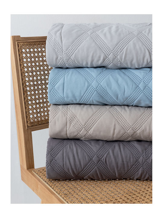 Palamaiki Ifigeneia Σετ Κουβερλί Ημίδιπλο Microfiber Silver 180x240cm
