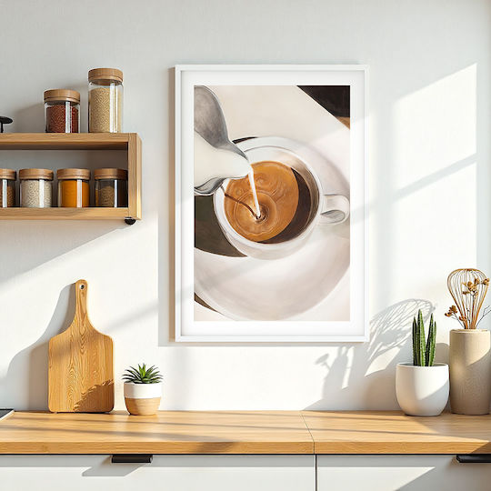 Poster Cappuccino Coffee Pst25333 21cm X 30cm Λευκό Κάδρο Pvc