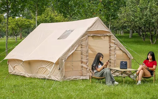 Inflatable Camping Tent Beige 4 Seasons for 8 People 400x300x210cm