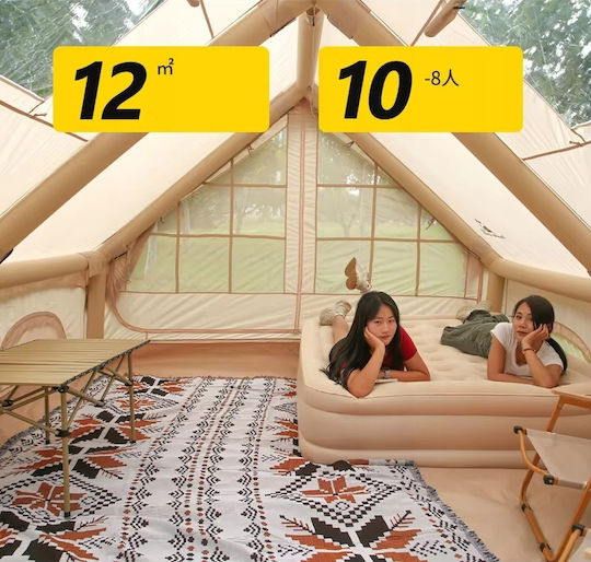 Inflatable Camping Tent Beige 4 Seasons for 8 People 400x300x210cm