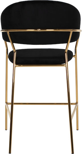 Stool Bar with Backrest Upholstered with Velvet THEODORE Black 60x55x100cm
