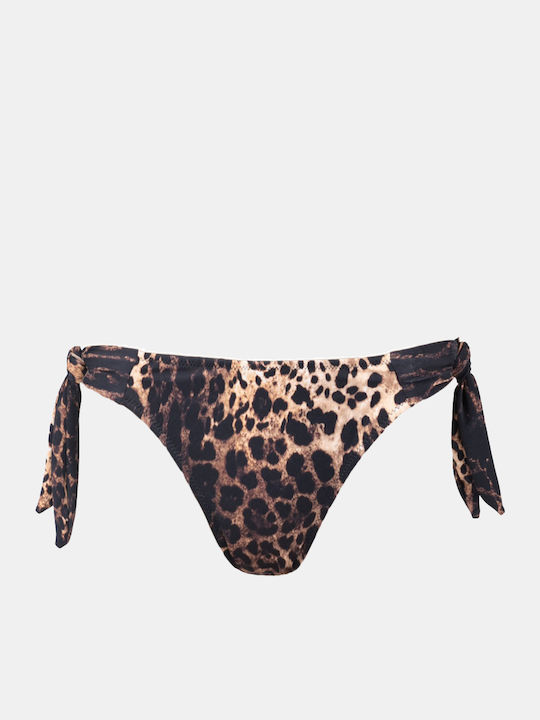 Bikini Slip με Κορδονάκια Καφέ