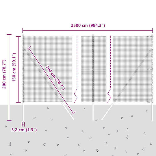 vidaXL Fence Poles Garden Fencing Material 1pcs Gray