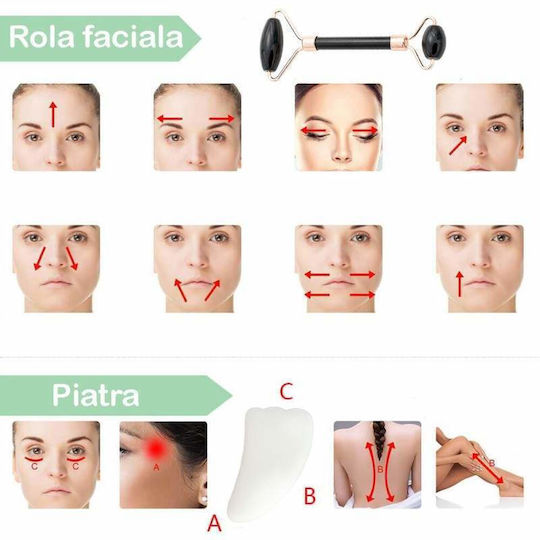 Rolă Facială și Instrument Gua Sha 2 Bucăți