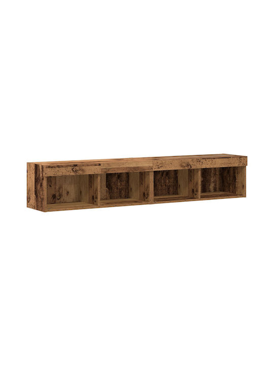 Wohnzimmer TV-Einheit Braun mit Vitrine & Beleuchtung L30.5xB30xH102cm