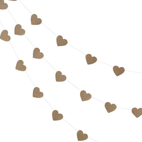 Paper Garland Hearts Kraft 5 Meters