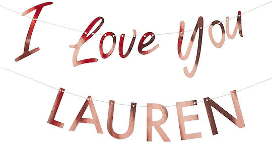 Personalized Rose Gold "I Love You" Paper Garland
