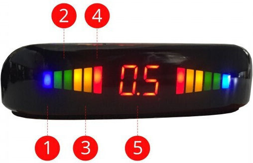 Einparts Car Parking System with Screen and 4 Sensors 22mm in Red Color