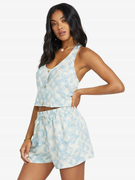 Go West Women's Blouse Cotton Sleeveless Powder Blue