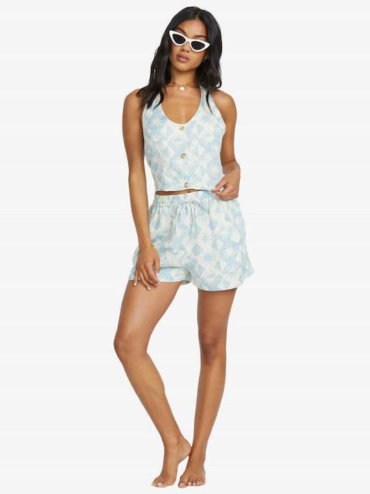 Go West Women's Blouse Cotton Sleeveless Powder Blue