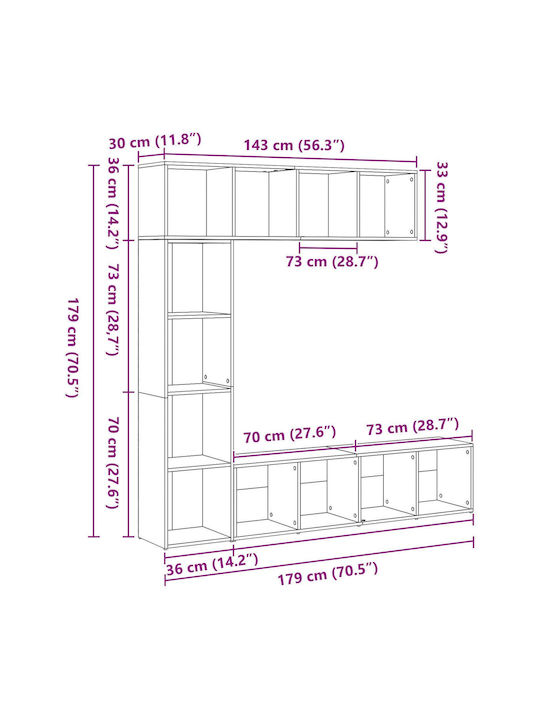 Wohnzimmer TV-Einheit Schwarz M36xB30xH143cm