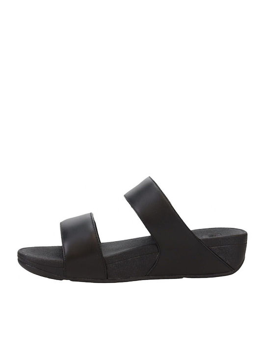 Leather Women's Flat Sandals in Black Color