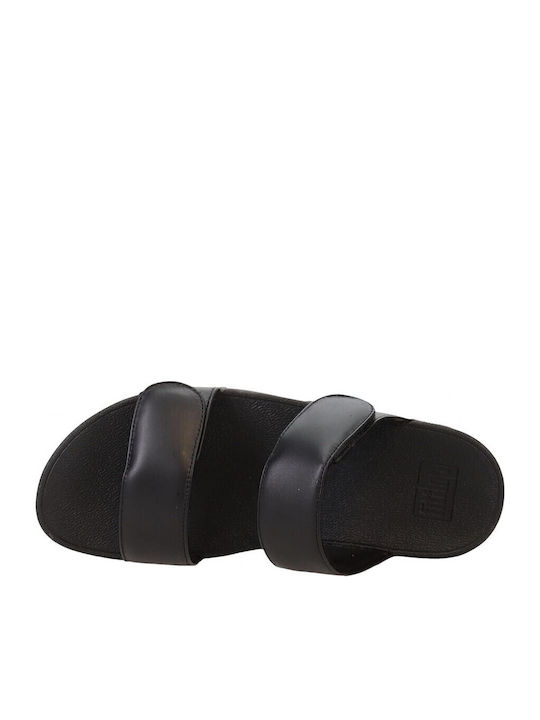 Leather Women's Flat Sandals in Black Color
