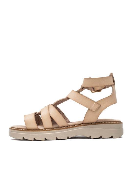 Women's Flat Sandals in Beige Color