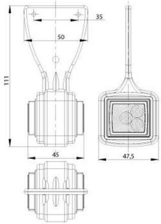 Lumină de poziție laterală pandantiv 6 LED SMD roșu-alb 12v24v multi-voltaj tip claxon Horpol