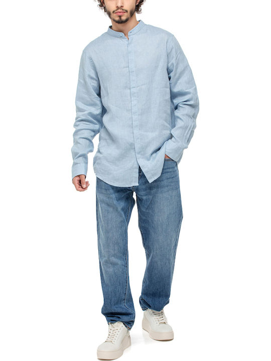 Long-sleeved Linen Shirt Sky Blue