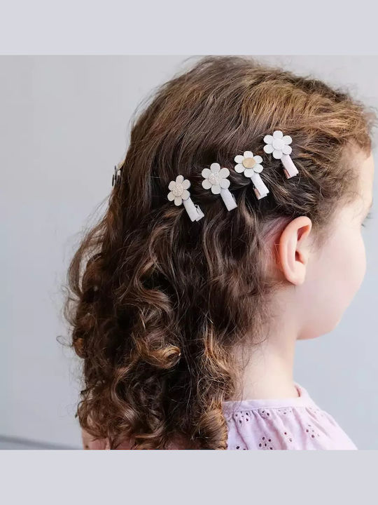 Mimi & Lula Set of Kids Hair Clips with Bobby Pin / Hair Clip Flower in Beige Color 8pcs