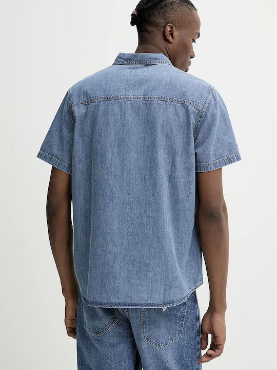 Short-sleeved Denim Shirt Blue