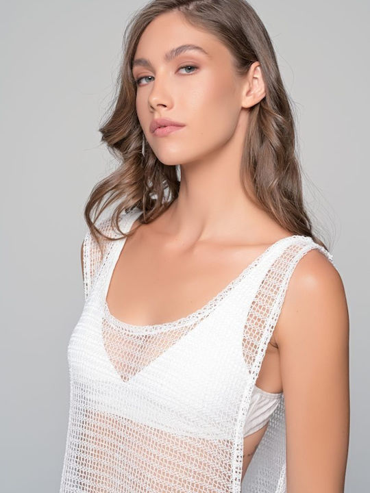 Milena by Paris Γυναικείο Καφτάνι Παραλίας Λευκό