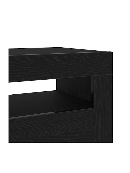 Wooden Bedside Table Black Oak 60x35x40cm