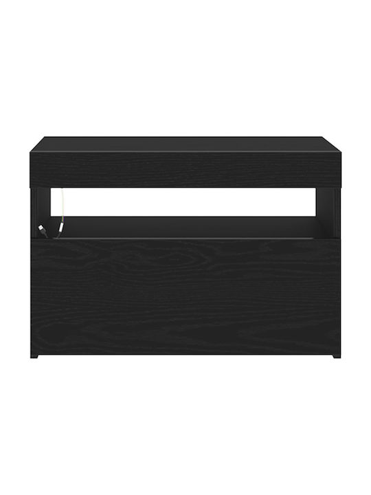 Wooden Bedside Table Black Oak 60x35x40cm