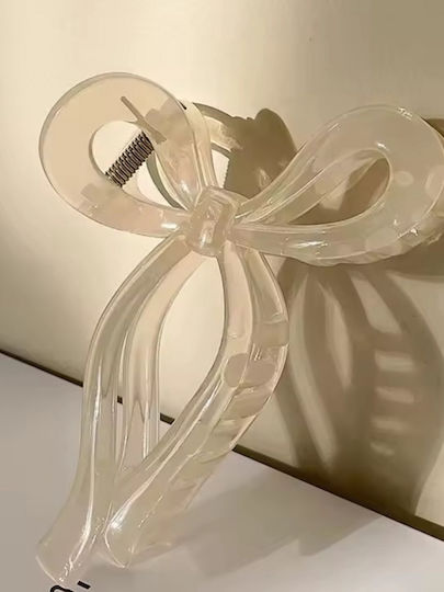 Plastik-Haarspange Schleife Beige