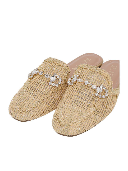 Flat Mules in Beige Color
