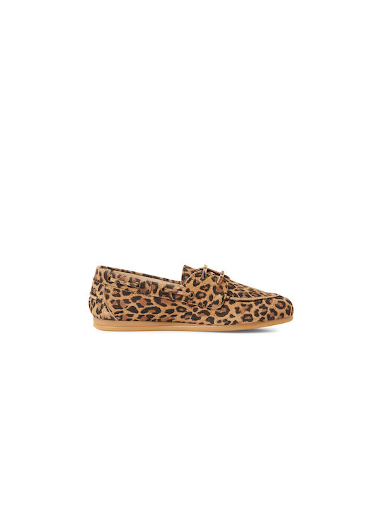Leather Women's Loafers in Brown Color