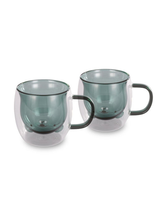 Lamart Mug Glass Green 250ml 2pcs