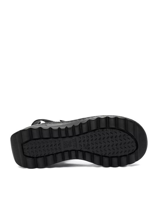 Leather Women's Flat Sandals Anatomic in Black Color