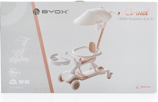 Byox Kids Scooter Foldable Cornet 6 in 1 3-Wheel with Seat White
