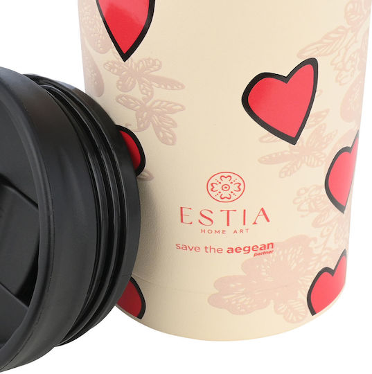 Estia Travel Mug Save The Aegean Ανακυκλώσιμο Ποτήρι Θερμός Ανοξείδωτο BPA Free 350ml Tender Lace
