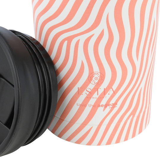 Estia Travel Mug Save The Aegean Glass Thermos Stainless Steel BPA Free 350ml Soft Ripple