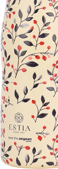 Estia Travel Flask Save the Aegean Ανακυκλώσιμο Μπουκάλι Θερμός Ανοξείδωτο BPA Free 500ml Bloom Beige