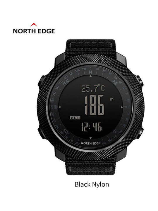 North Edge Digital Ceas Bărbătesc Baterie cu Neagră Curea din Material Textil