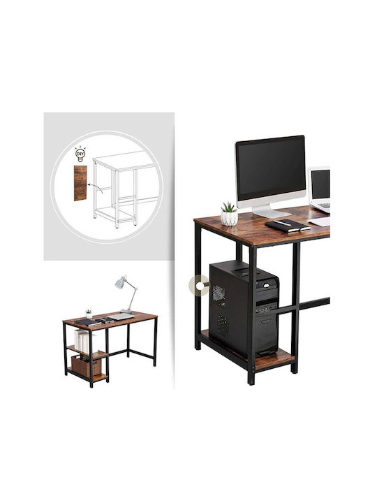 Desk Wooden Brown with Metal Legs 120x60x75cm