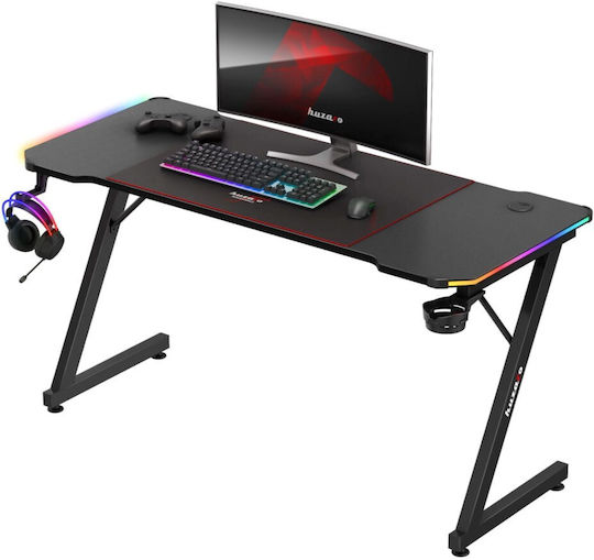 Schreibtisch Hero 3.3 RGB Holz Schwarz mit LED 140x60x74cm