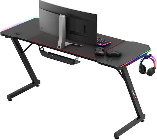 Schreibtisch Hero 3.3 RGB Holz Schwarz mit LED 140x60x74cm