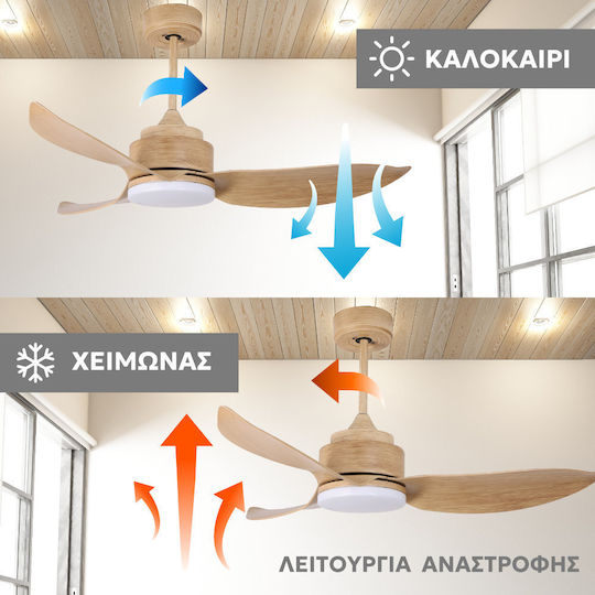 Telemax 46-YJ356 Ceiling Fan 117cm With Oak Light Fixture