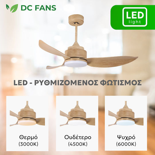 Telemax 46-YJ356 Ceiling Fan 117cm With Oak Light Fixture