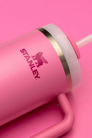Stanley Quencher H2.0 FlowState Handled Tumbler Thermos Stainless Steel BPA Free 1.18lt Cherry Blossom with Straw and Handle