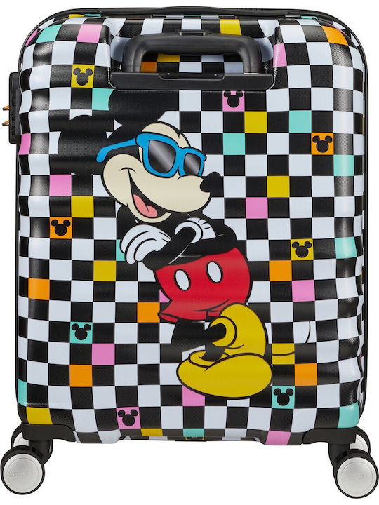 American Tourister WaveBreaker Valiză De Călătorie Pentru Copii Cabina Tough Mickey Check Cu 4 Roți Înălțime 55 Cm