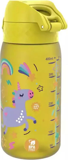 Ion8 Ion8 Kunststoff Kinder Trinkflasche Einhörner mit Stroh Gelb 350ml