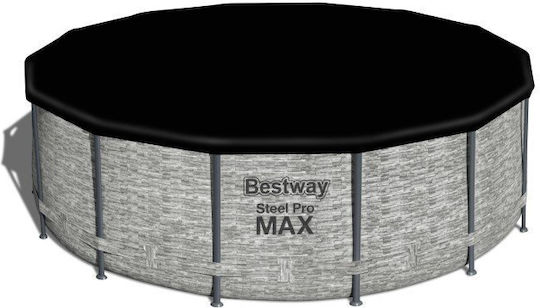 Bestway Скръгъл Басейн PVC 15.232л с Метална Рамка 427x122см Сив