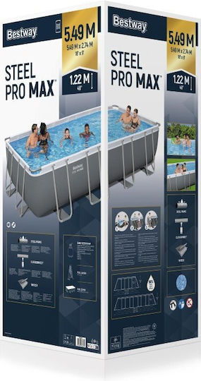 Басейн PVC 14.812л с Метална Рамка 549x274x122см Сив