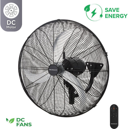 Telemax 30-6520 Επαγγελματικός Ανεμιστήρας Επιτοίχιος 110W Διαμέτρου 65cm με Τηλεχειριστήριο