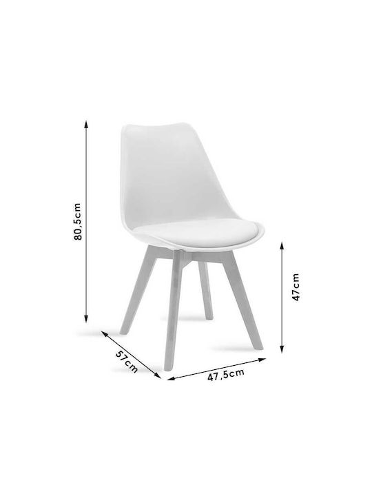 Gaston Dining Room Polypropylene Chair White - Natural 47.5x57x80.5cm